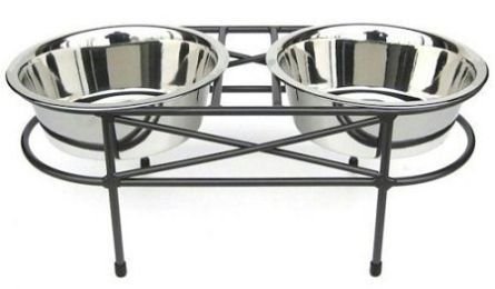 Mesh Elevated Double Dog Bowl (Option: Large/White)